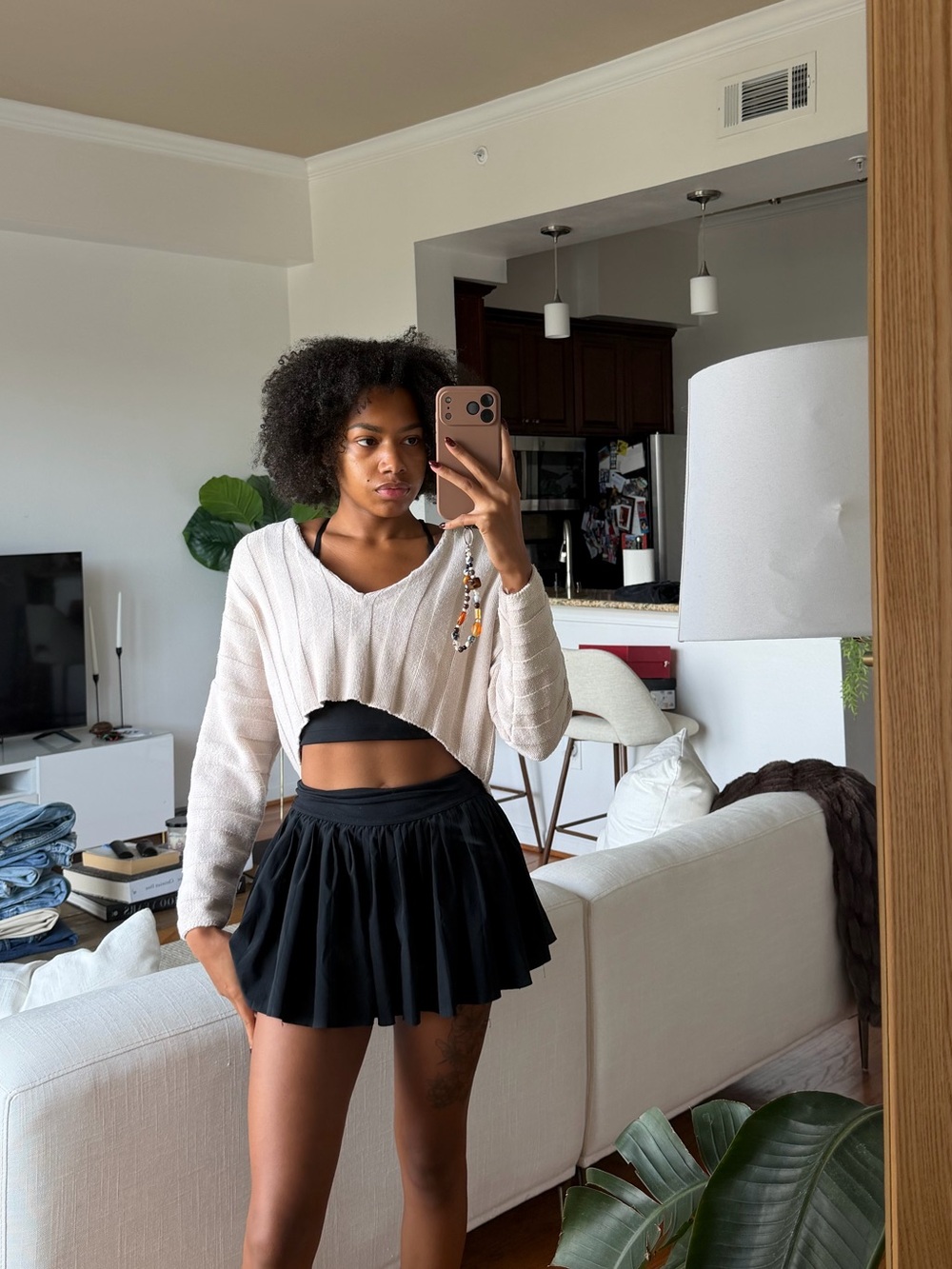 Forever 21 Cream Cropped Ribbed Sweater